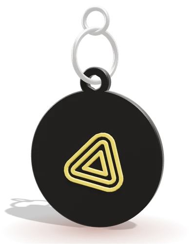 Llavero NFC redondo negro con logo amarillo